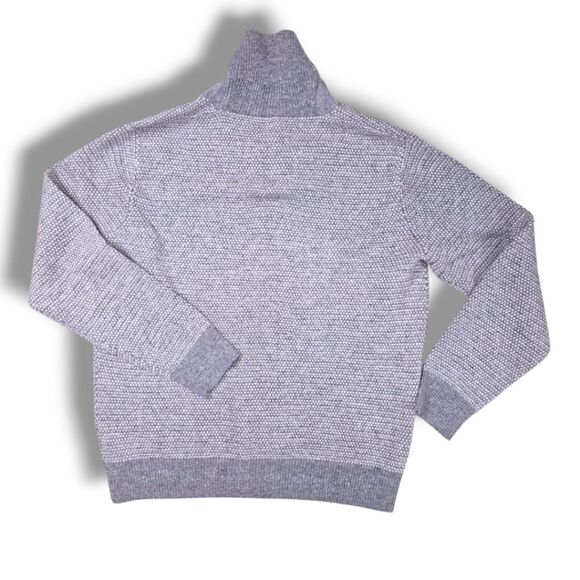 $J CREW MEN'S GRAY LAMBS WOOL JACQUARD SHAWL COLLAR SWEATER - Picture 6 of 6